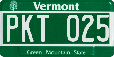 VT license plate PKT025