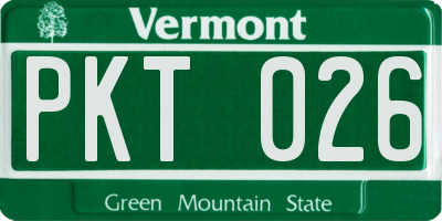 VT license plate PKT026
