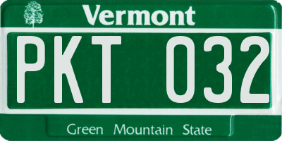 VT license plate PKT032
