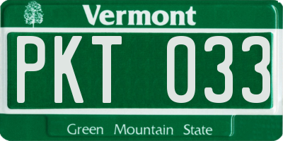 VT license plate PKT033