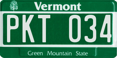 VT license plate PKT034
