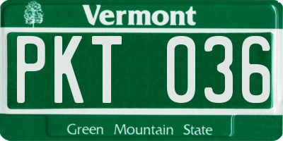 VT license plate PKT036