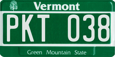 VT license plate PKT038