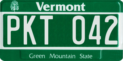 VT license plate PKT042