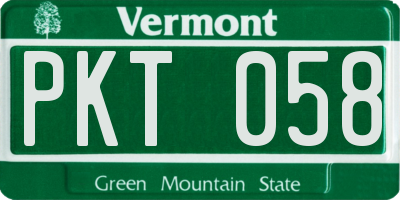 VT license plate PKT058