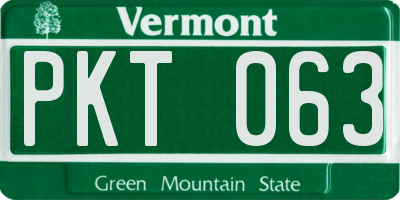 VT license plate PKT063
