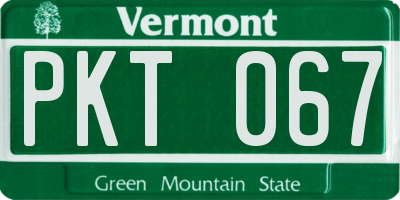 VT license plate PKT067