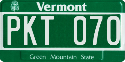 VT license plate PKT070