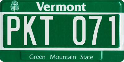 VT license plate PKT071
