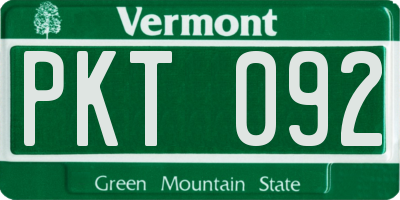 VT license plate PKT092