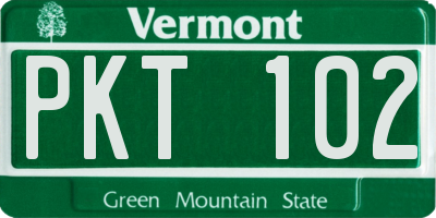 VT license plate PKT102