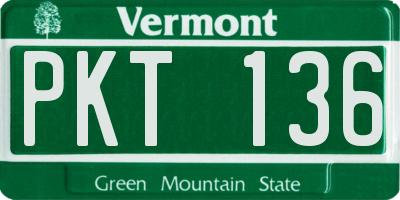VT license plate PKT136