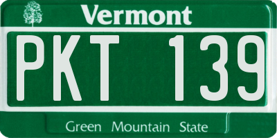 VT license plate PKT139