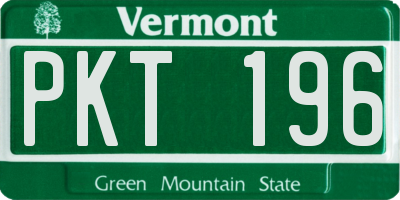 VT license plate PKT196