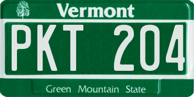 VT license plate PKT204