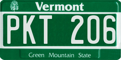 VT license plate PKT206