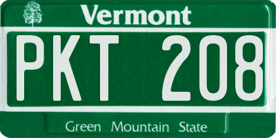 VT license plate PKT208