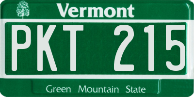VT license plate PKT215