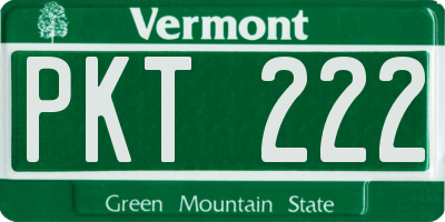 VT license plate PKT222