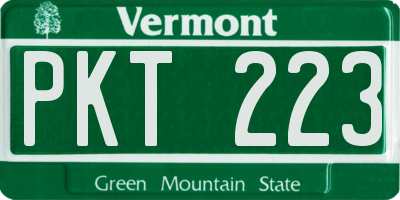 VT license plate PKT223