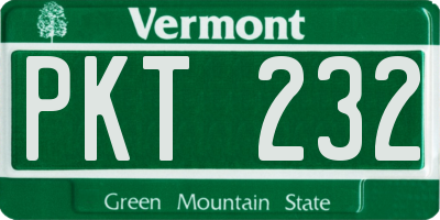VT license plate PKT232