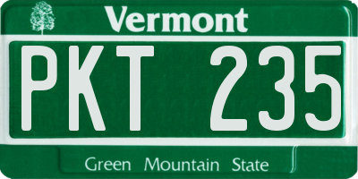 VT license plate PKT235