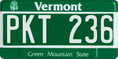 VT license plate PKT236
