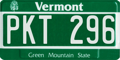 VT license plate PKT296
