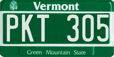 VT license plate PKT305