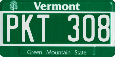 VT license plate PKT308