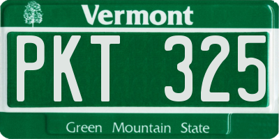 VT license plate PKT325