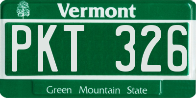 VT license plate PKT326