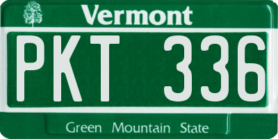 VT license plate PKT336