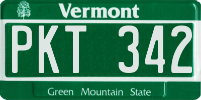 VT license plate PKT342