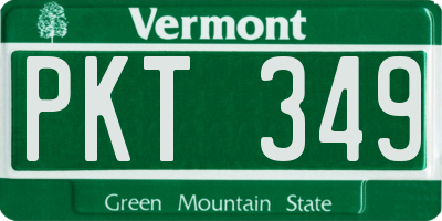 VT license plate PKT349