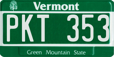 VT license plate PKT353