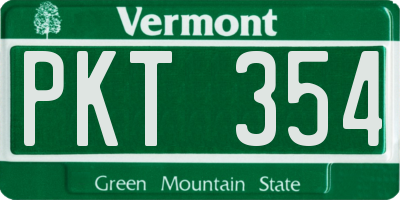 VT license plate PKT354
