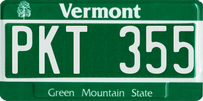 VT license plate PKT355
