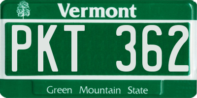 VT license plate PKT362