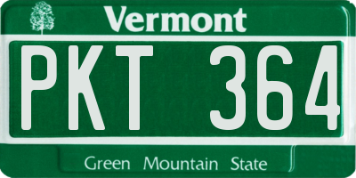 VT license plate PKT364