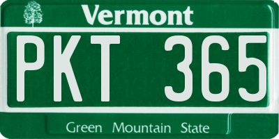 VT license plate PKT365