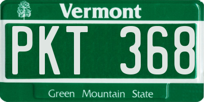 VT license plate PKT368