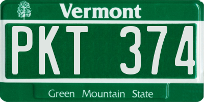 VT license plate PKT374