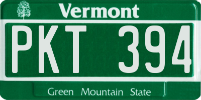 VT license plate PKT394