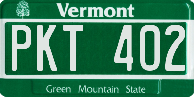 VT license plate PKT402