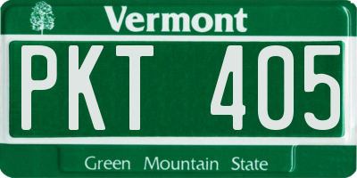 VT license plate PKT405