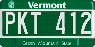 VT license plate PKT412