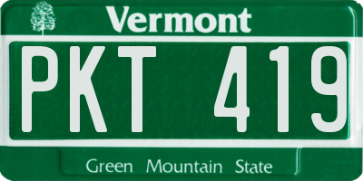 VT license plate PKT419