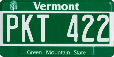 VT license plate PKT422