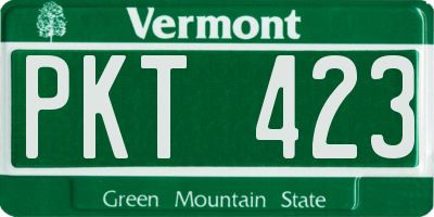 VT license plate PKT423